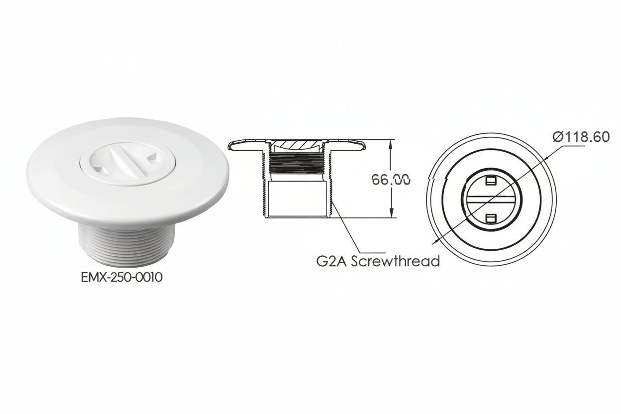 Tomadas de Vácuo e Passamuros Superpool ABS – Soluções de Aspiração para Piscinas