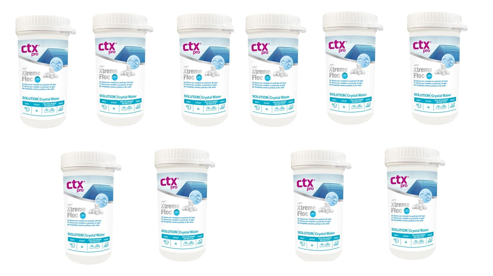 Floculante de Dupla Ação CTX-37 – Pastilhas de 20g para Transparência Total