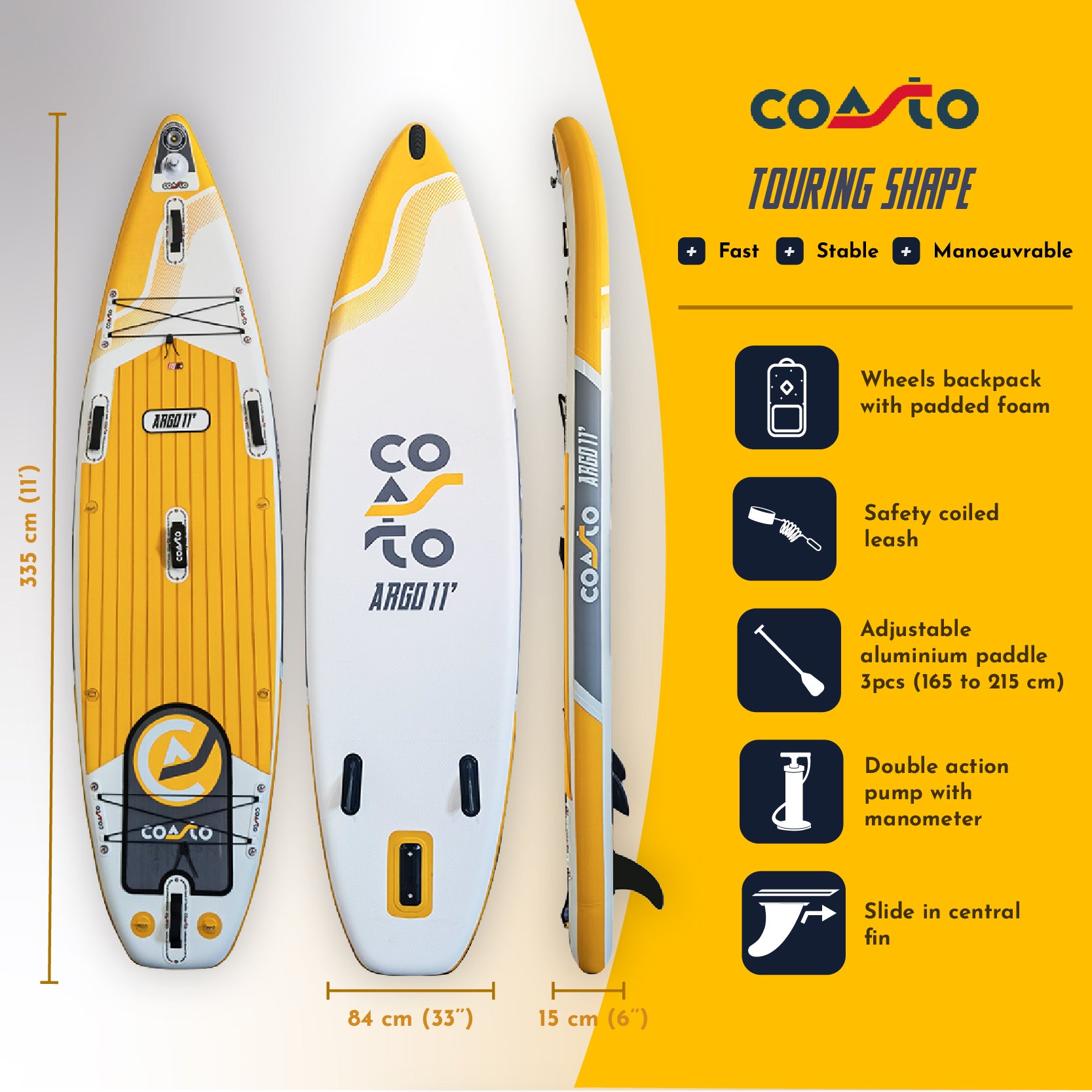 Prancha de Stand Up Paddle Insuflável Coasto Argo 11'