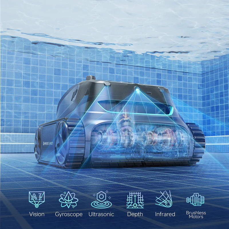 Robot de Piscina Wybot E-TRON S2 Solar Vision – O 1º com Energia Solar Subaquática e Visão IA