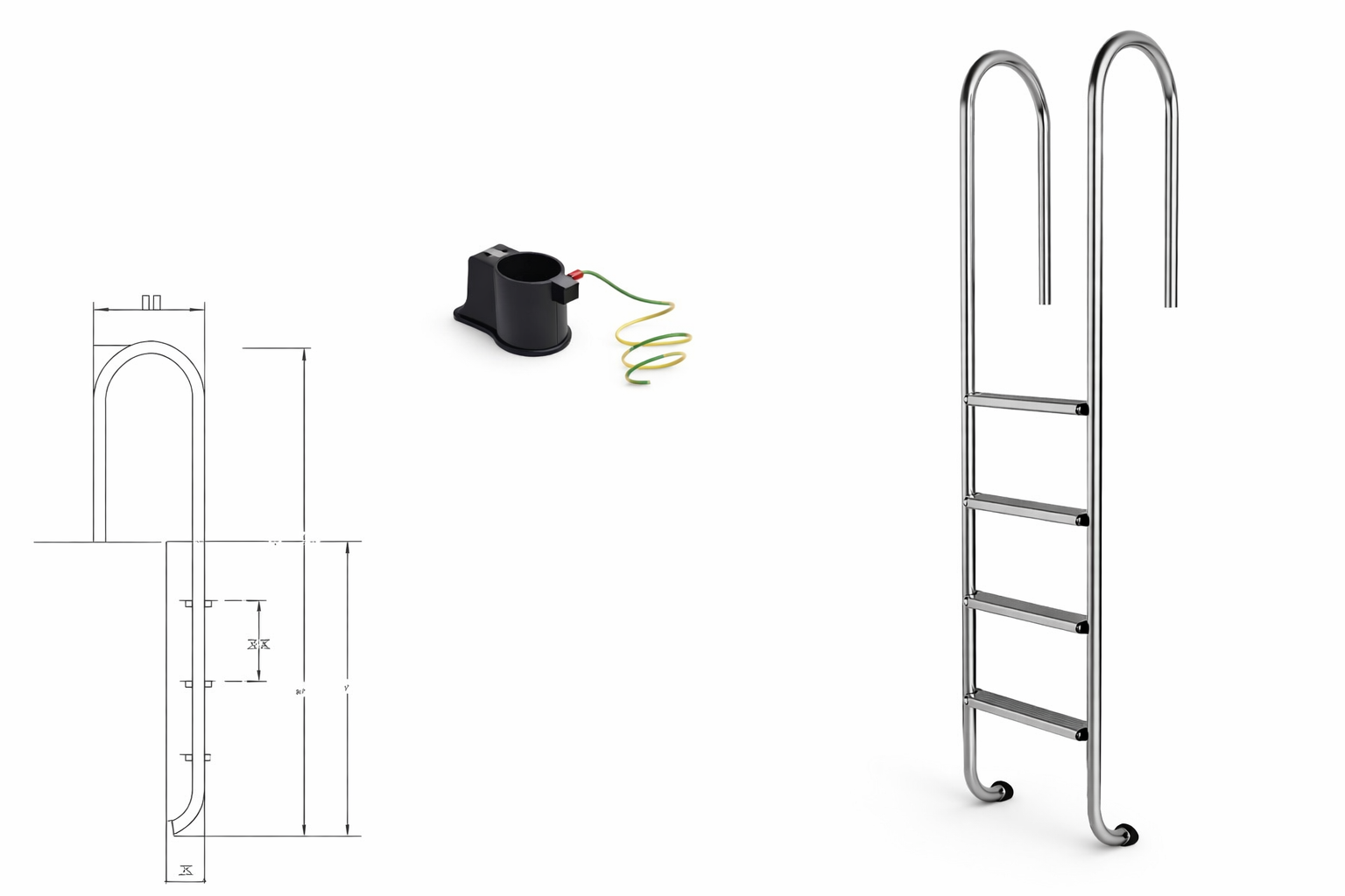 Escada MURO para Piscina em Aço Inox AISI 316 – Design Ergonómico e Alta Resistência