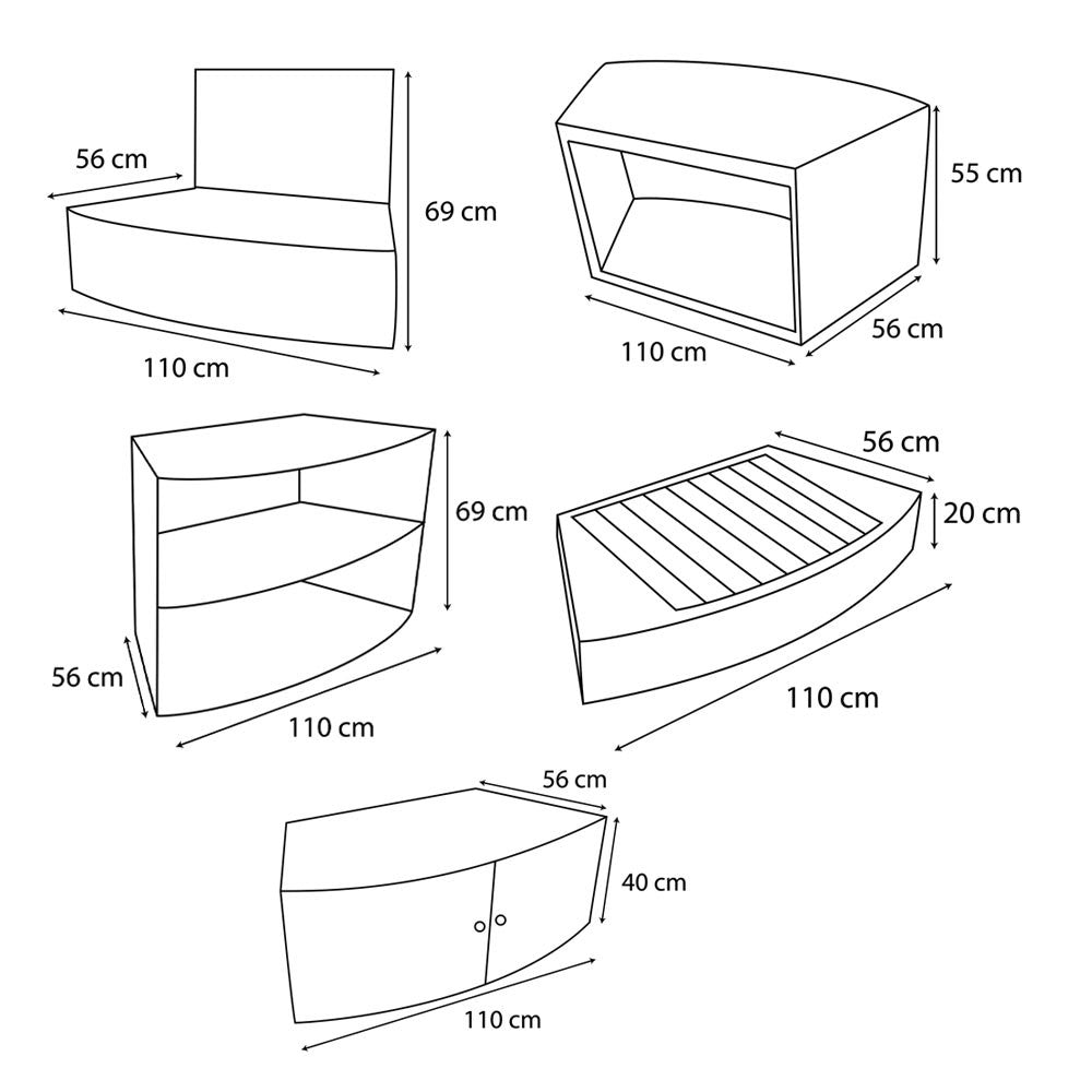 Mobiliário para Spa NetSpa – Conjunto de 5 Módulos (Vita, Vita Premium ou Octopus)