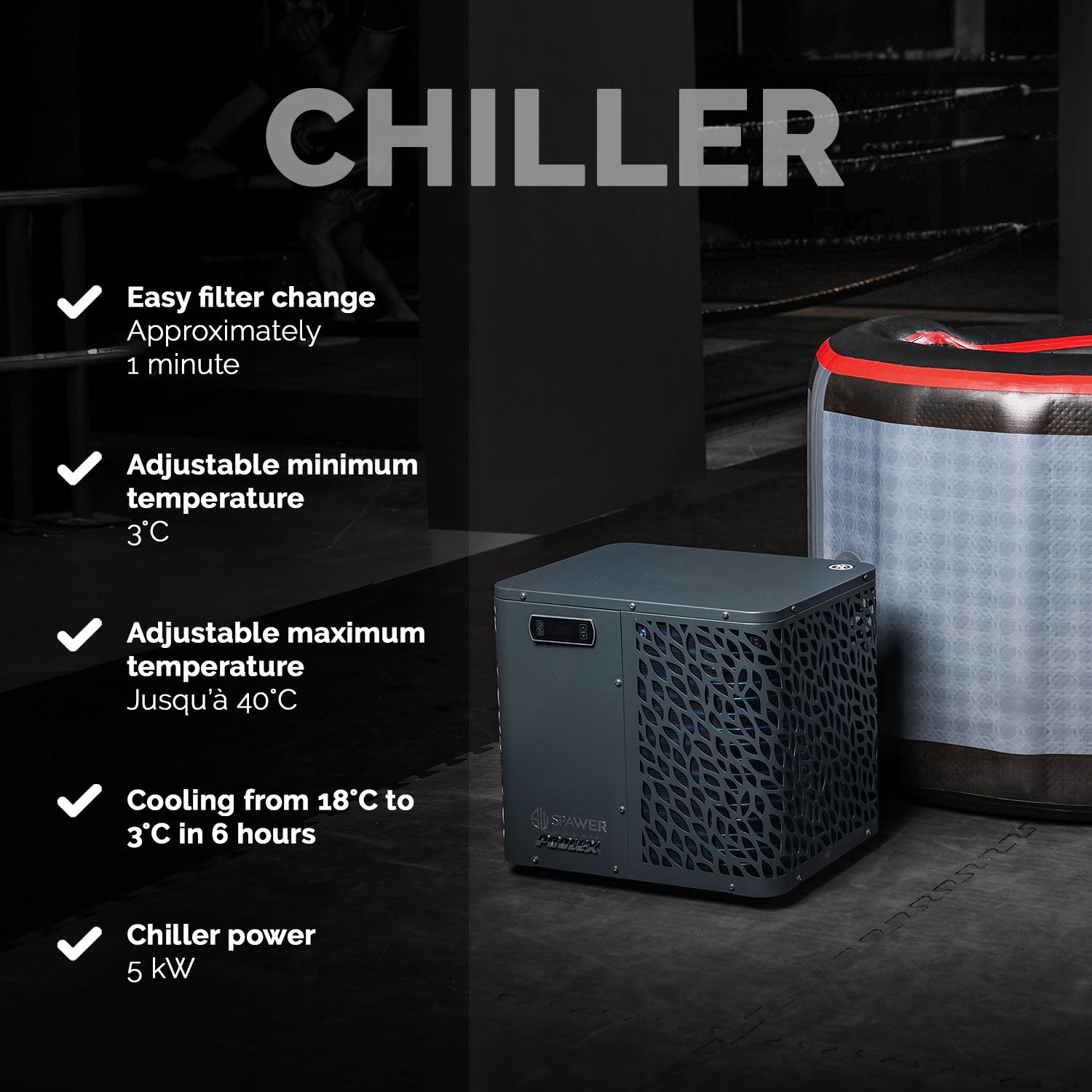Pack Profissional Netspa UFC IceBath II – Banho de Gelo com Chiller de Refrigeração Automática