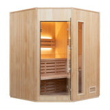 Sauna Tradicional de Interior ZEN Angular – 3 Lugares, Aquecedor Harvia Incluído