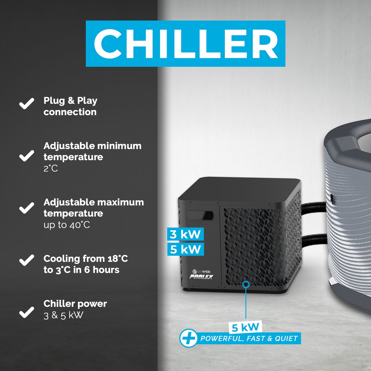 Refrigerador NetSpa Chiller Professional (3kW, 4kW ou 5kW) – Controlo de Temperatura 3°C a 40°C