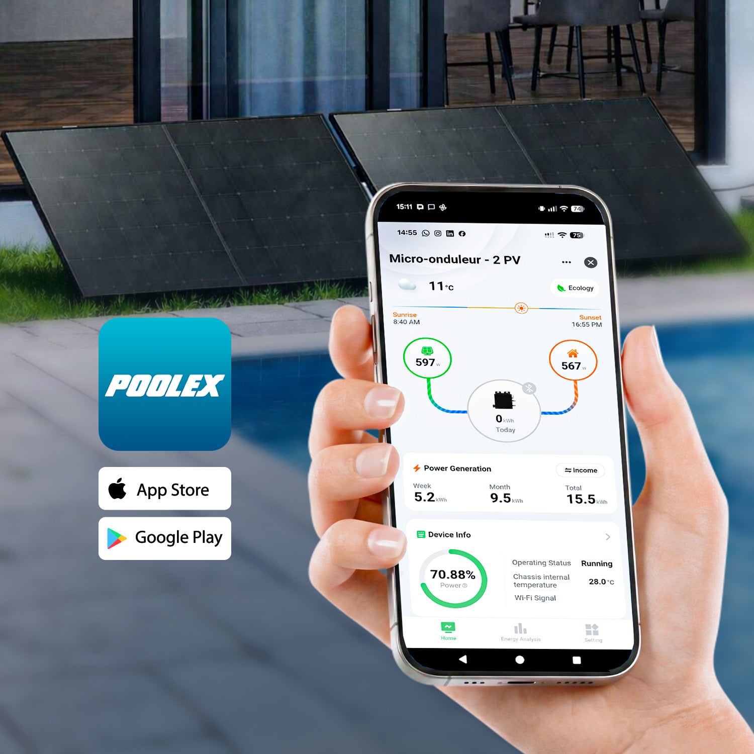 Kit Solar Fotovoltaico Poolex Solaire Plug & Play 900 Wp – Poupança Energética Imediata