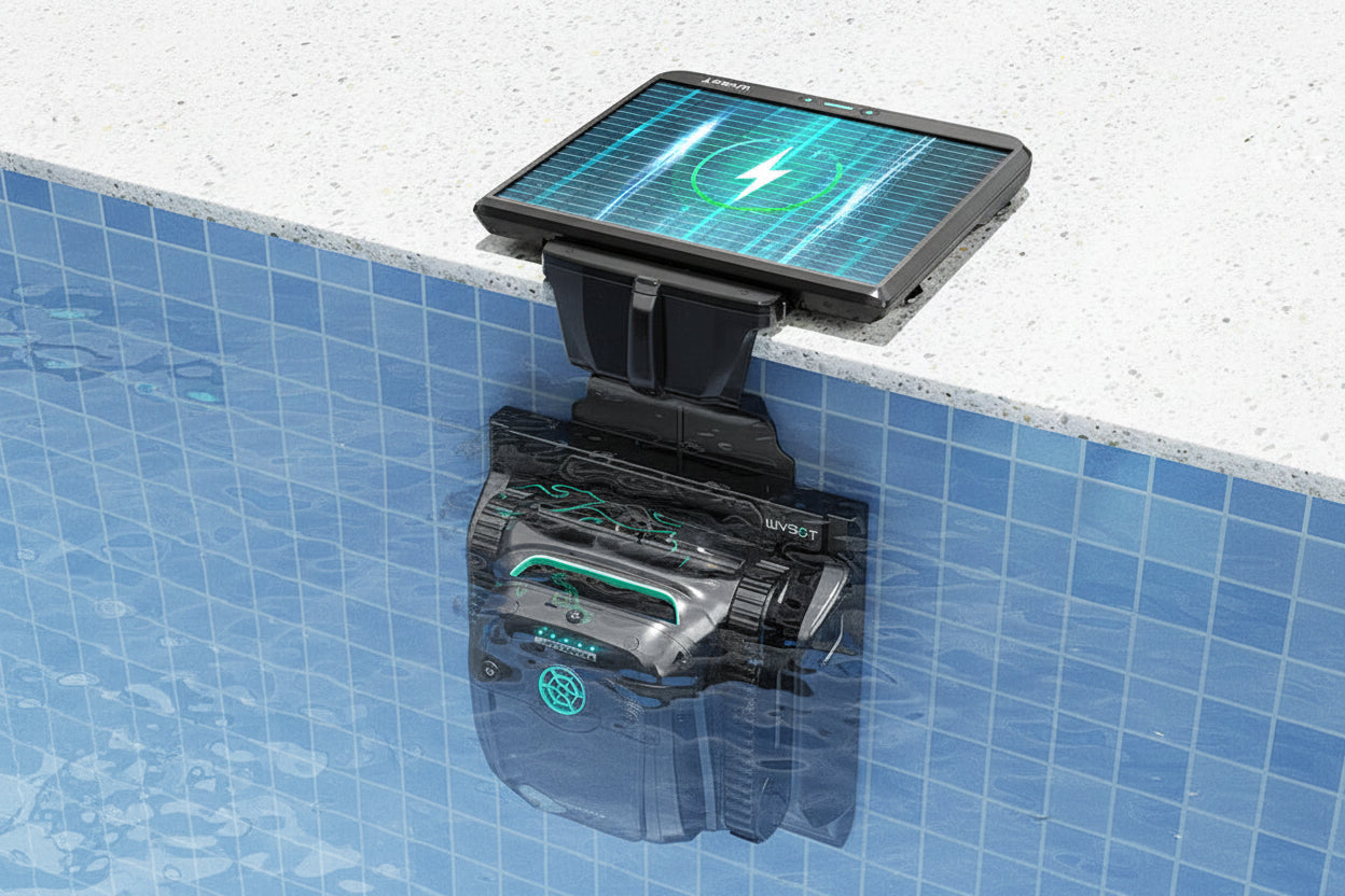Robot de Piscina Wybot E-TRON S2 Solar Vision – O 1º com Energia Solar Subaquática e Visão IA