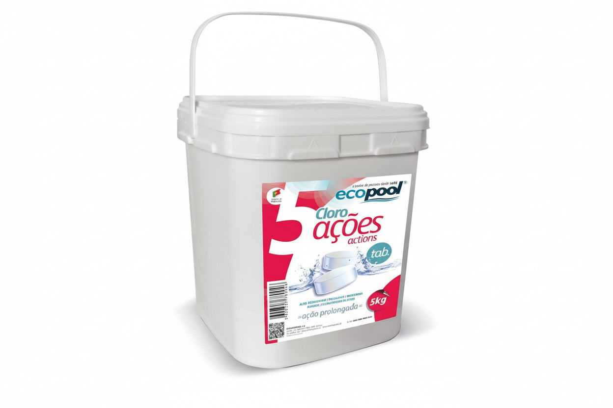 Ecopool Cloro Cinco Ações – Pastilhas de Cloro Multifunções 250g para Piscina