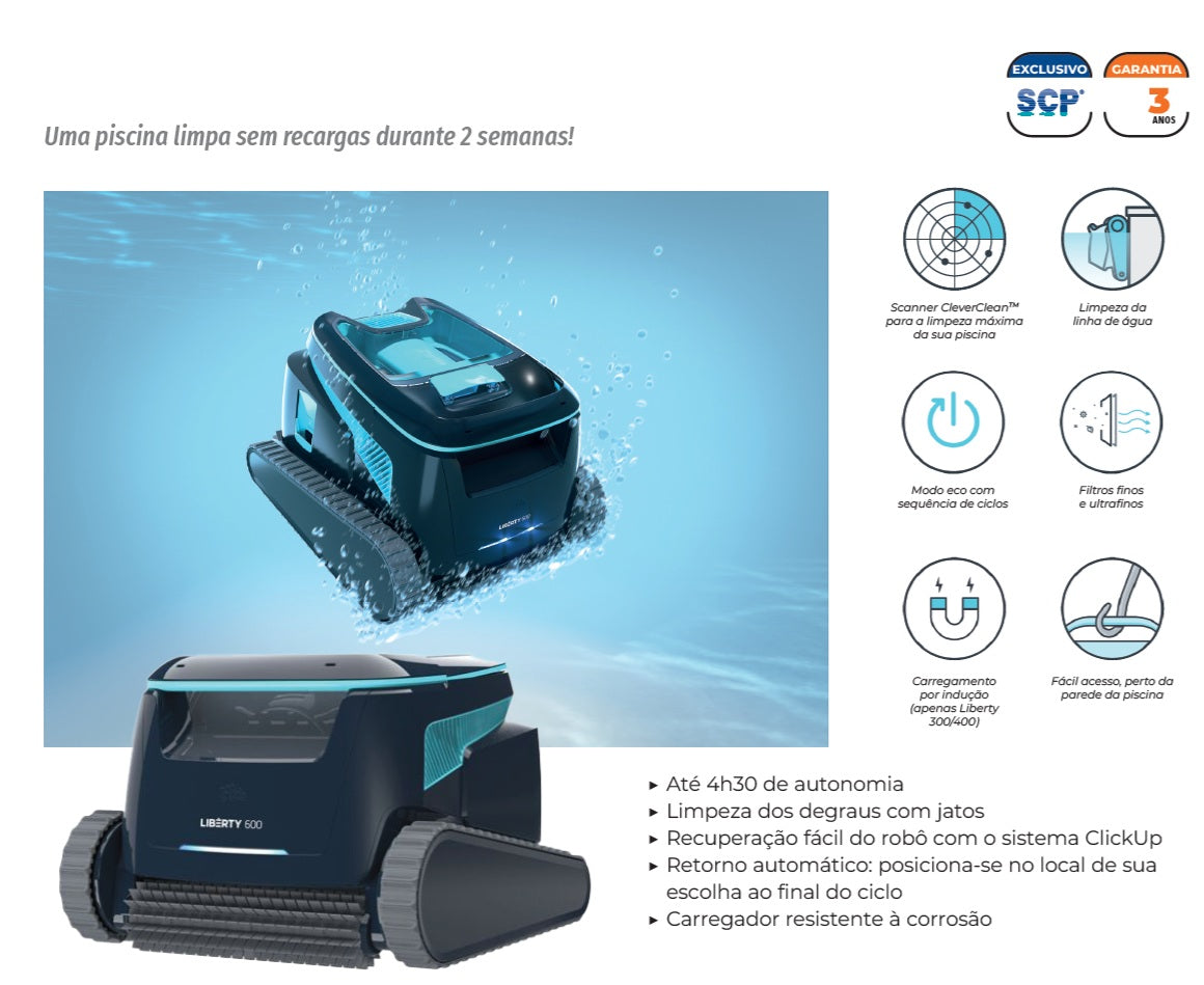 Robot Aspirador Piscina Dolphin Liberty 600 – O Topo de Gama Sem Fios (Bateria)