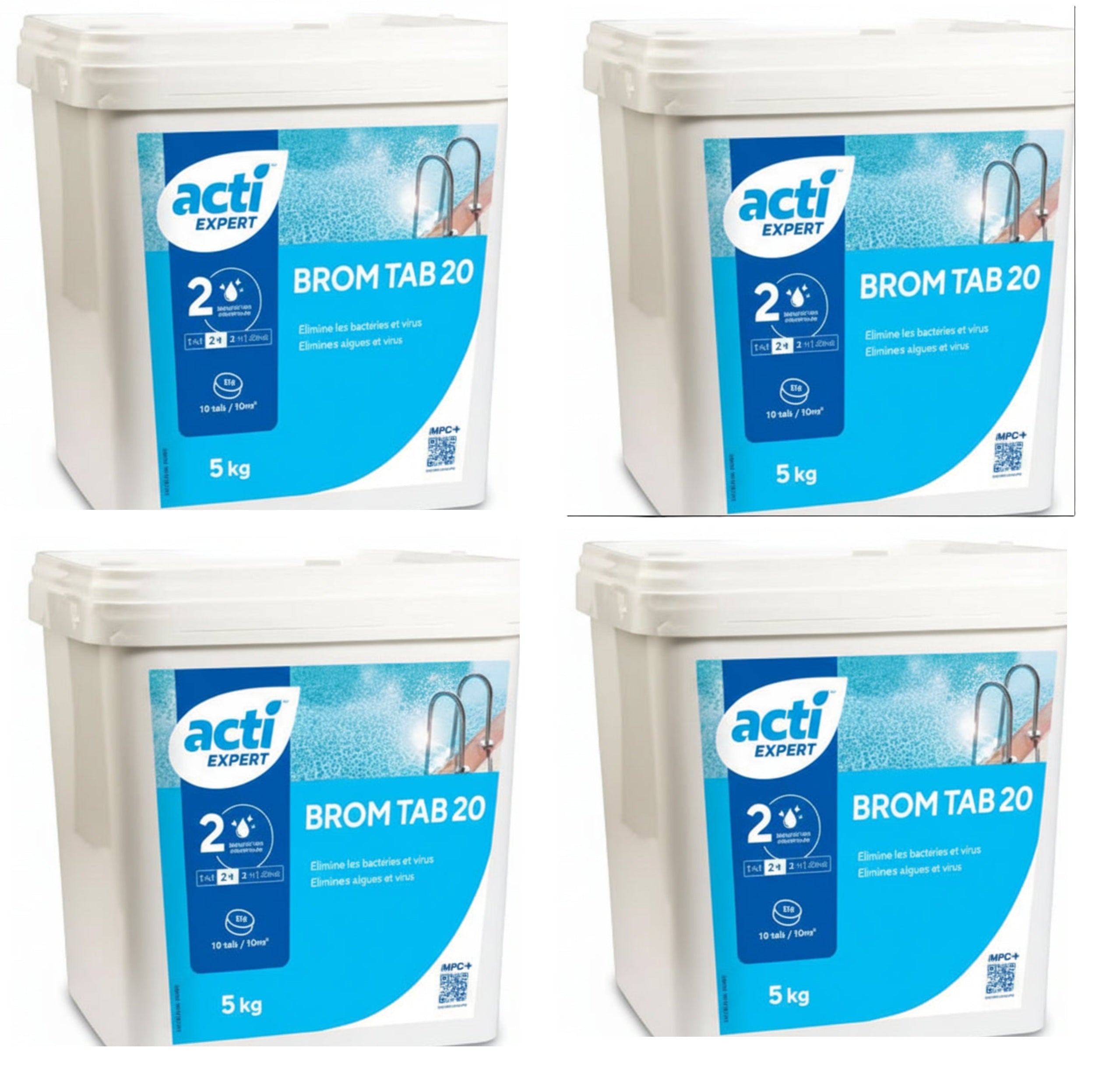 Acti Brom Tab 20 | Bromo em Pastilhas para Piscinas e Spas -1Kg /  5kg / Packs