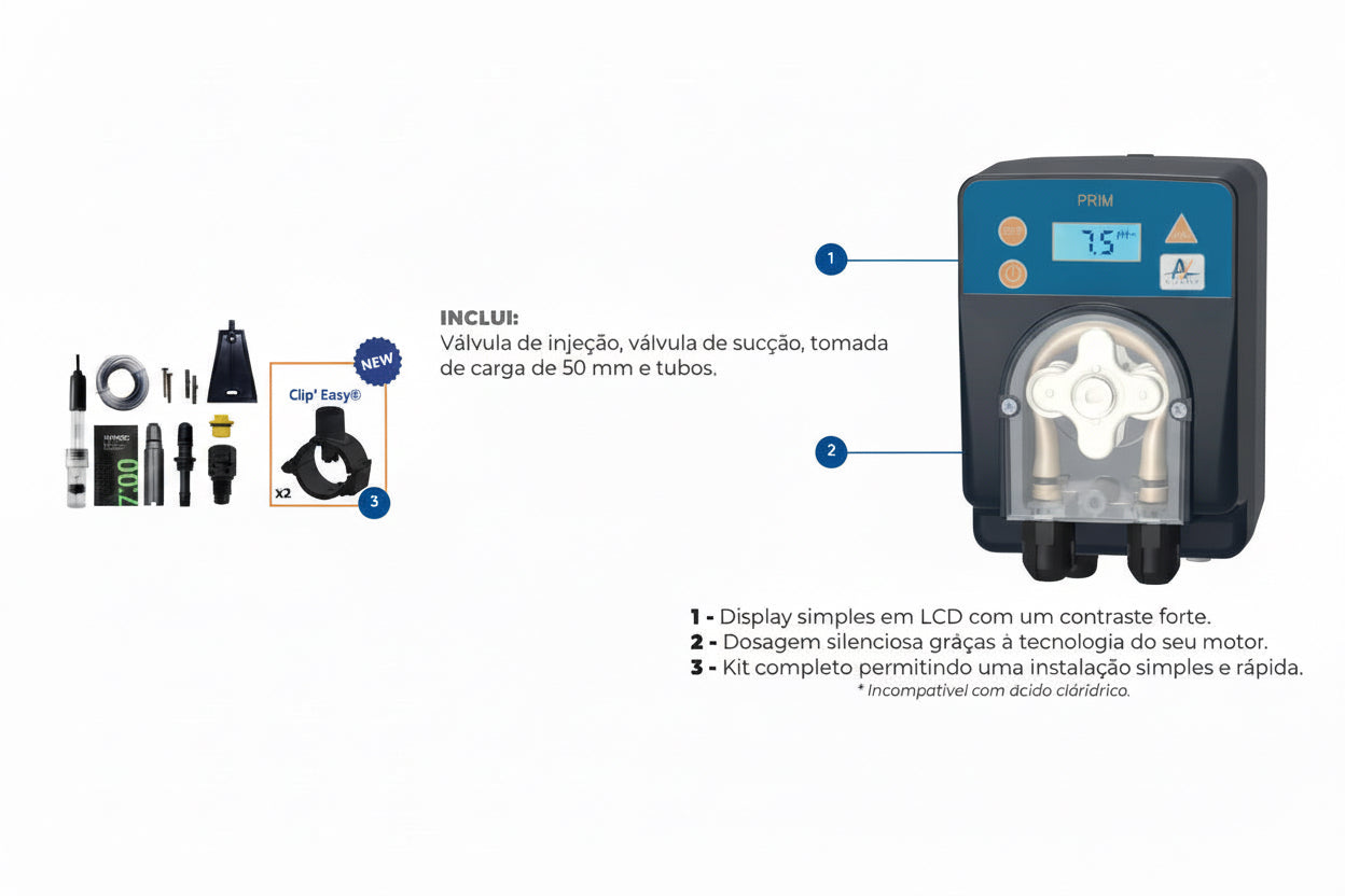 Bomba Doseadora Avady Prim (pH ou Redox) – Controlo Proporcional para Piscinas até 120 m³