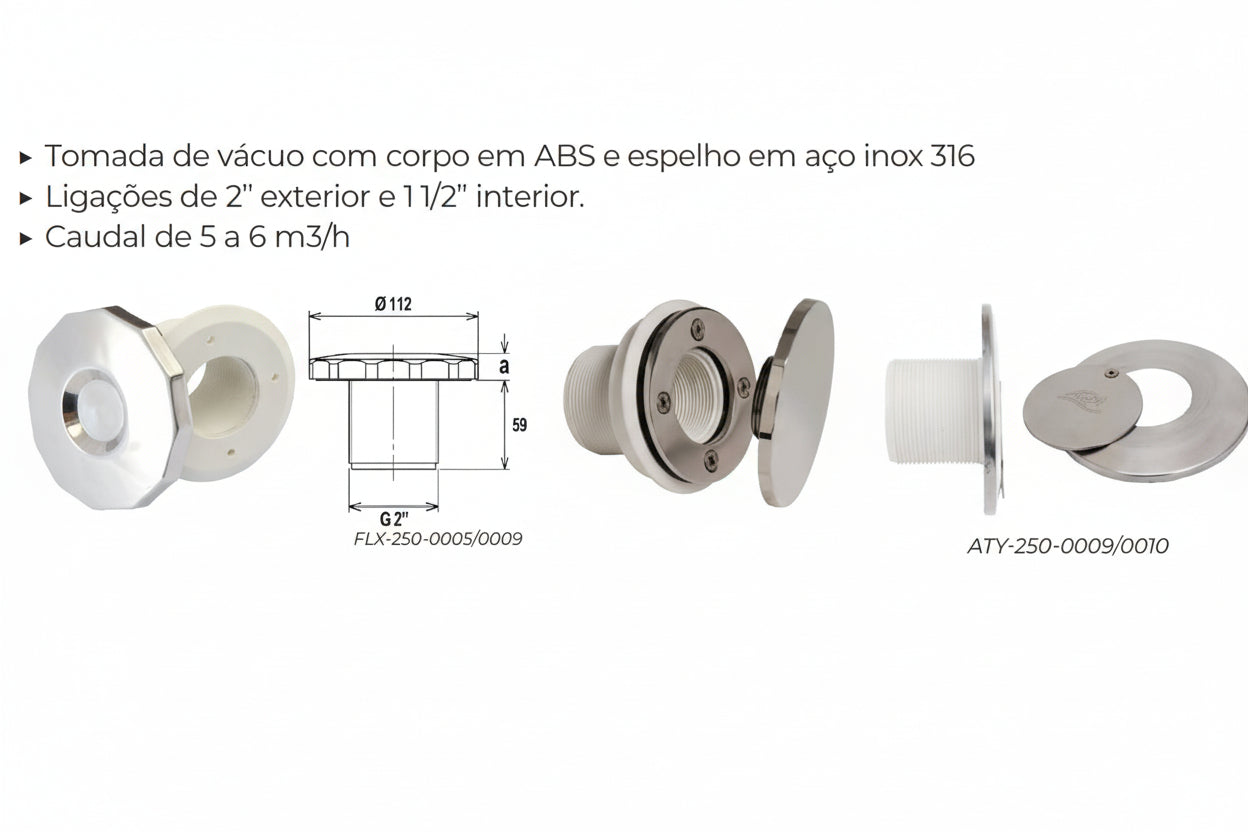Tomadas de Vácuo em inox