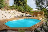 Piscina de Madeira Oval Vermela – 6,72m x 4,72m x 1,46m