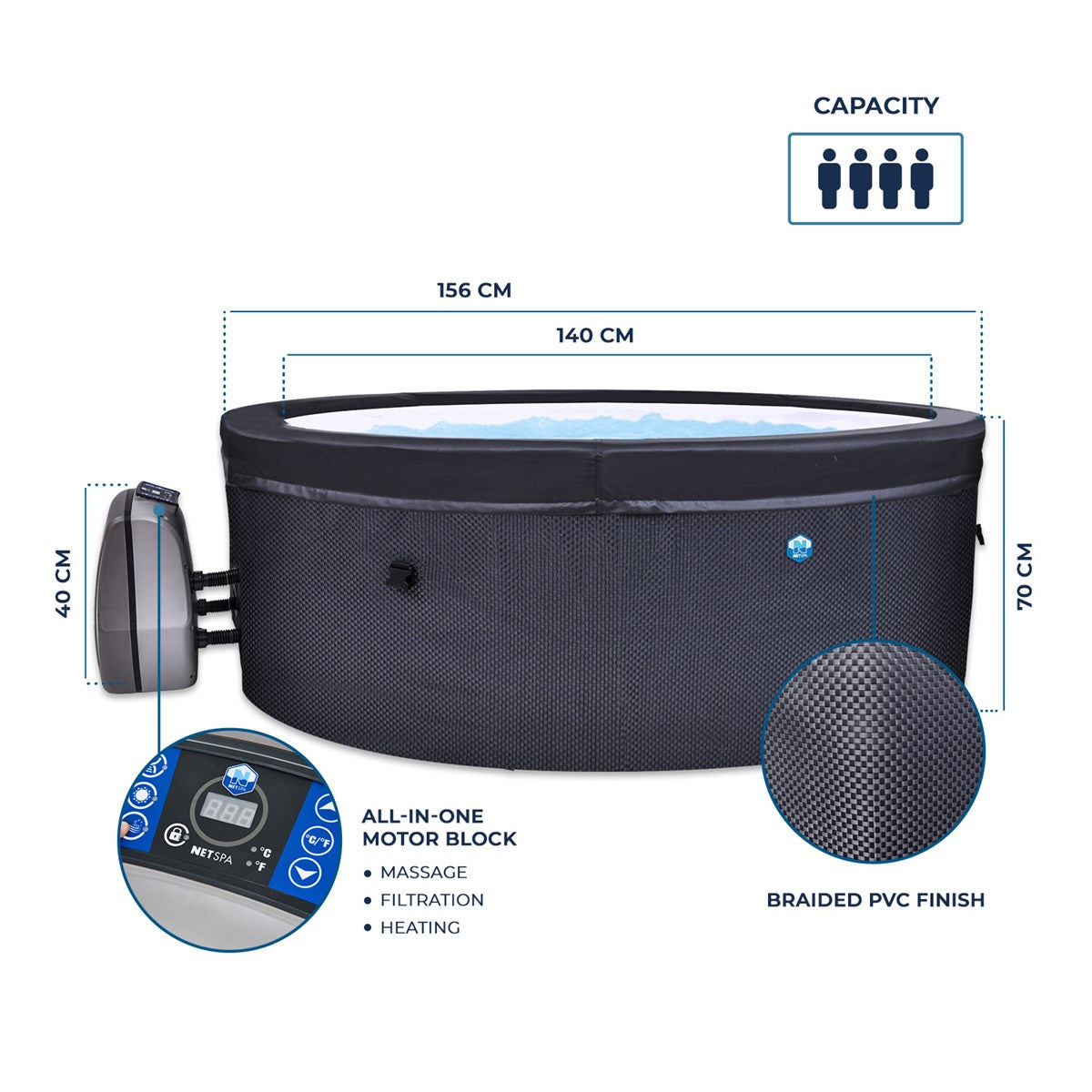 Spa Semirrígido NetSpa Vita – 4 Lugares