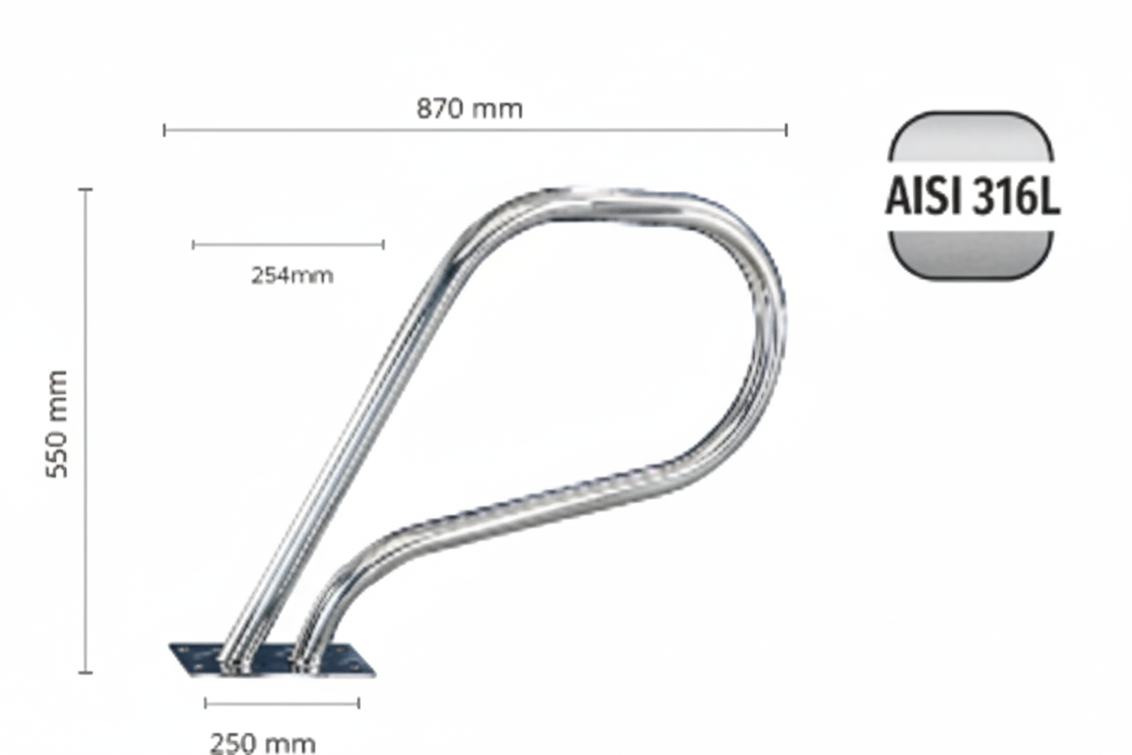Corrimão para SPA  - Aço Inox AISI 316 de Alta Resistência