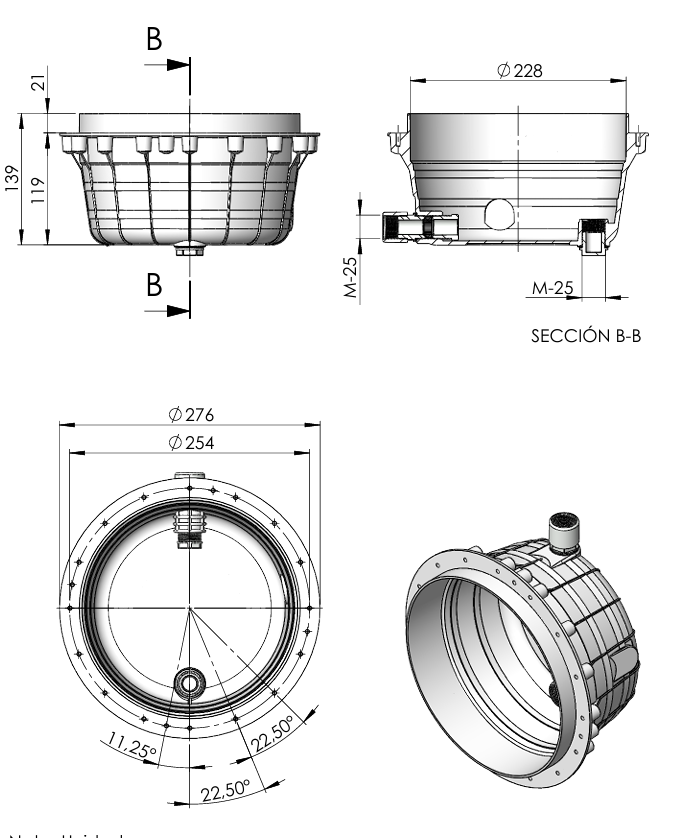 Nicho Universal Ø 230 mm Piscina Betão – Compatível com FlexiNiche e PAR56