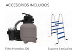 Piscina Desmontável Oval de Aço Lacado com Filtro Monobloco e Escada