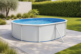 Piscina Desmontável Oval de Aço Lacado com Filtro Monobloco e Escada