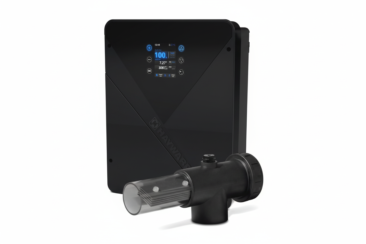 Sistema de Eletrólise AquaRite® Flo Advanced Nova Geração – Controlo Inteligente e Gestão de Piscina