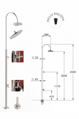 Chuveiro de Piscina Flexinox Pool – Design Minimalista em Aço Inoxidável