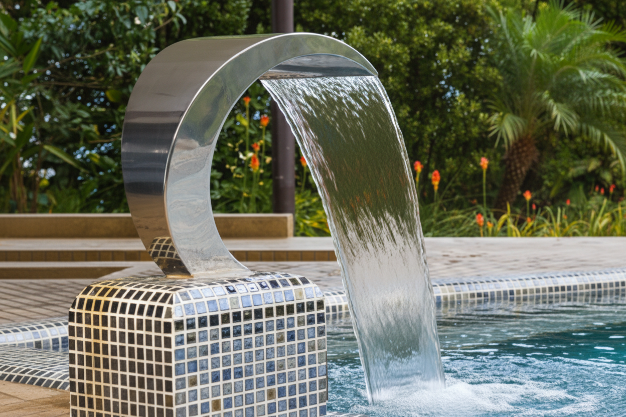 Cascata de Piscina Mini Bali - Aço Inoxidável Premium