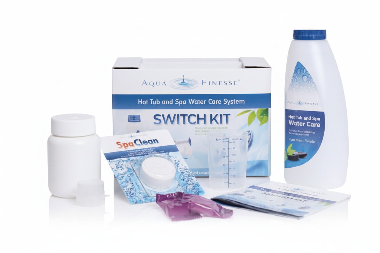 AquaFinesse® Switch Kit – Kit "Tudo-em-Um" para Limpeza e Arranque de Spa