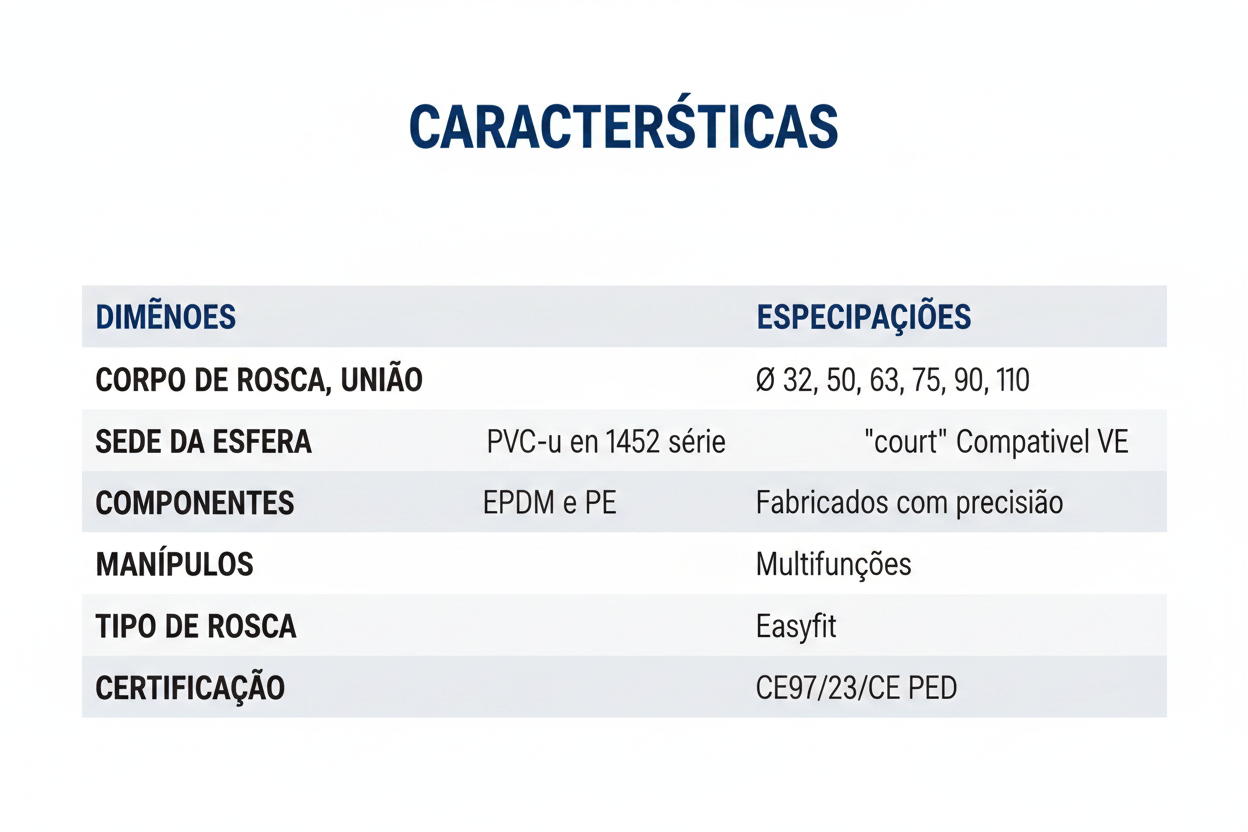 Válvula de Esfera Easyfit VEE FIP - Design Giugiaro - Sistema de Bloqueio em Carga