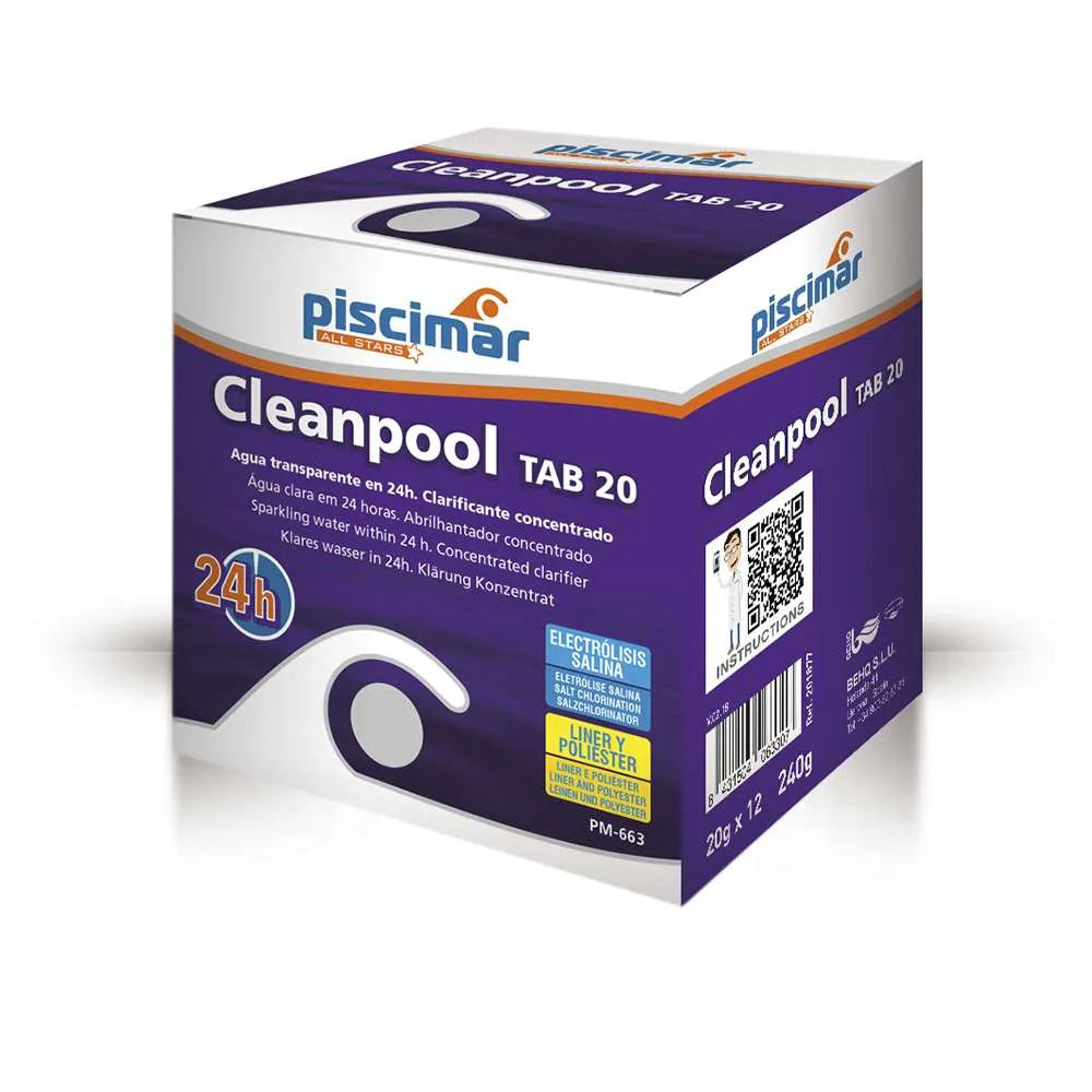 Clean Pool Tab Piscimar - Pastilhas multifunções para tratamento de piscina⁠