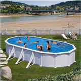 Piscina de Aço Branca ATLANTIS Oval 730x375x132cm – Kit Completo XL de Alta Resistência