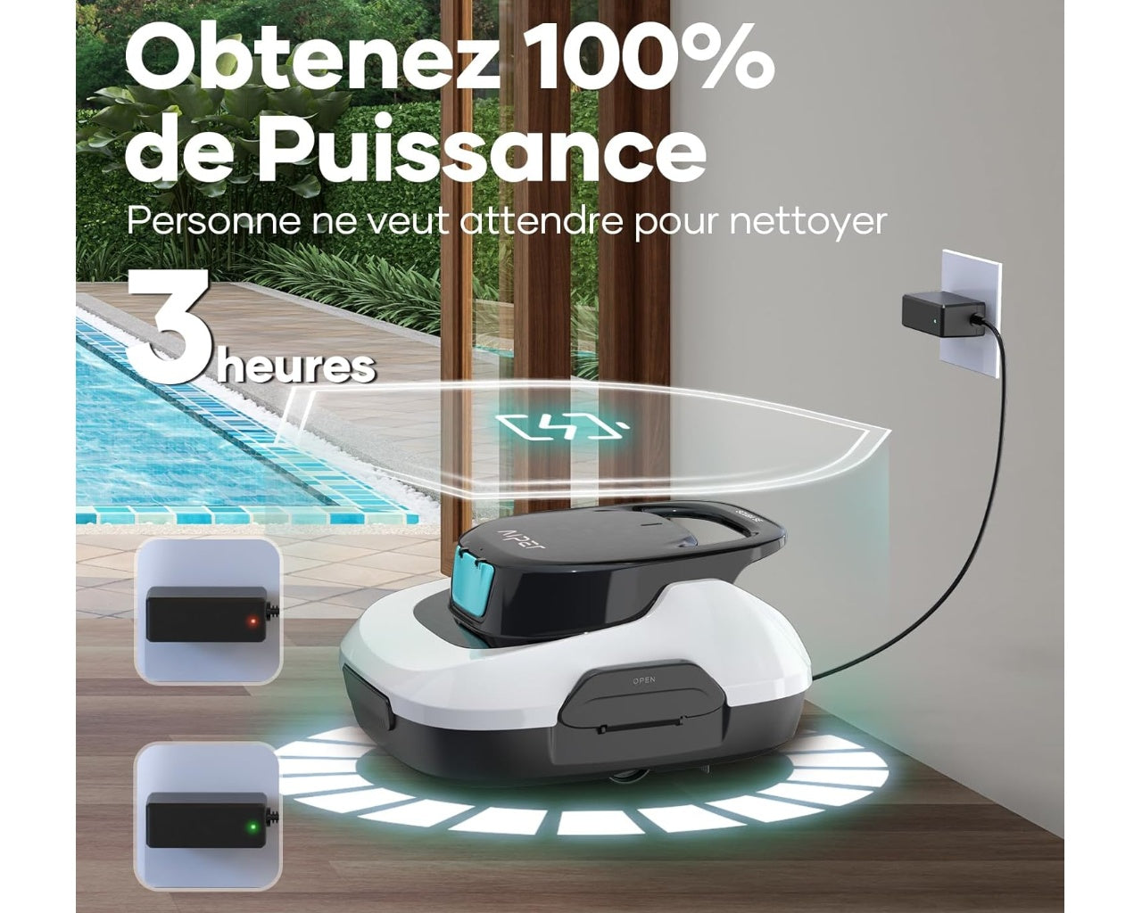 Robot de Piscina Sem Fios Aiper Scuba 800 – Limpeza Automática até 80m²