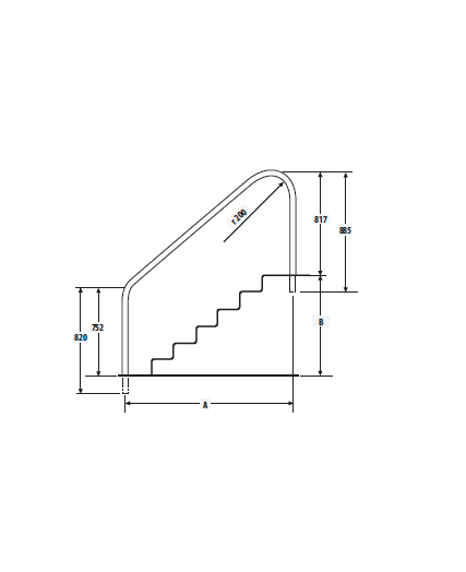 Corrimão para Piscina FX-05 em aço Inox A316L - Ecopool