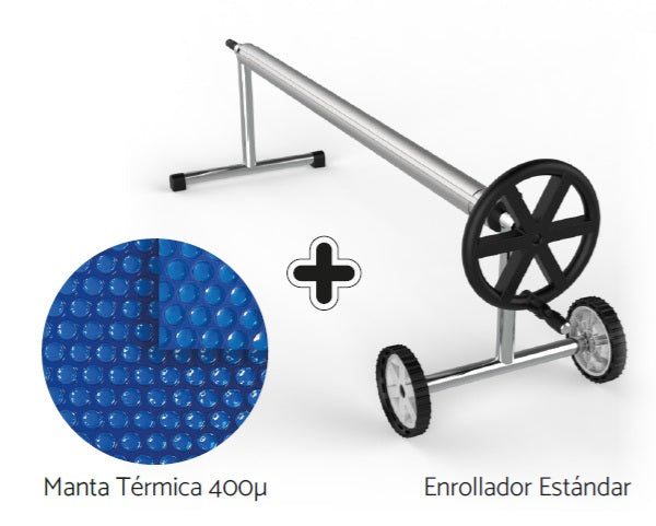 Pack Cobertura Térmica 400 Microns + Enrolador Telescópico ACUA-BASIC