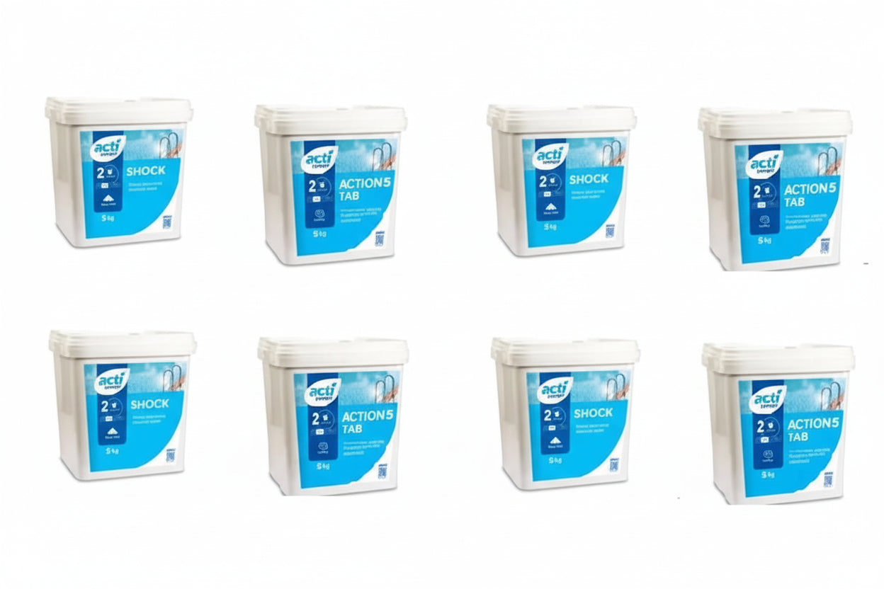 Kit Cloro Acti: Pastilhas 5 Ações 5Kg + Cloro Choque 5Kg