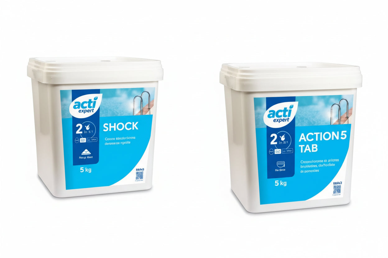 Kit Cloro Acti: Pastilhas 5 Ações 5Kg + Cloro Choque 5Kg