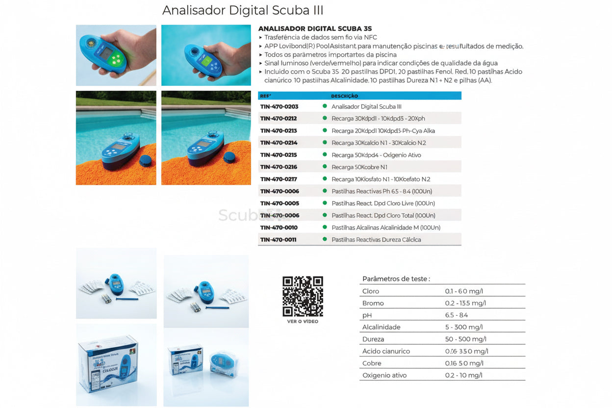 Fotómetro Digital Scuba III – Análise Profissional de 11 Parâmetros com Tecnologia NFC