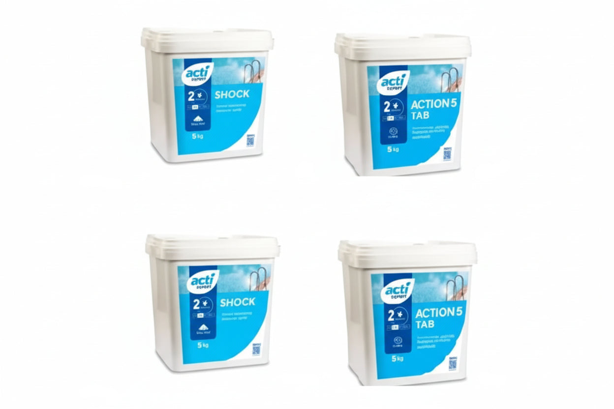 Kit Cloro Acti: Pastilhas 5 Ações 5Kg + Cloro Choque 5Kg