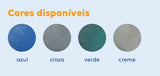 Cores disponíveis da cobertura de inverno em rede PVC 250 gr: azul, cinza, verde e creme