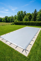Cobertura de inverno para piscina em tela 650 gr, elástico duplo, fixação em deck – cor cinza