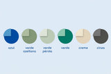 Cores disponíveis da cobertura de inverno em tela 650 gr: azul, verde azeitona, verde pérola, verde, creme e cinza