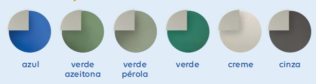 Cores disponíveis da cobertura de inverno em tela 650 gr: azul, verde azeitona, verde pérola, verde, creme e cinza