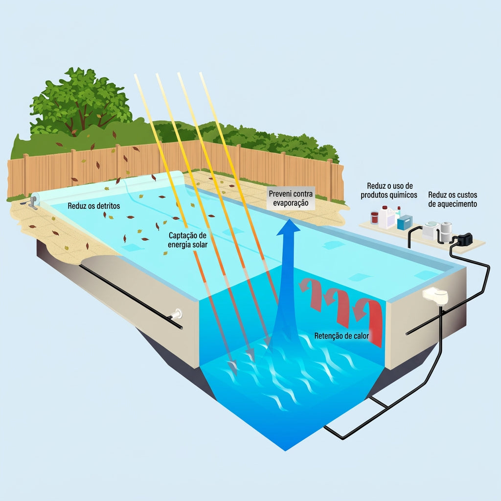 GeoBubble Sol+Guard 500 microns translúcida – cobertura térmica à medida da piscina