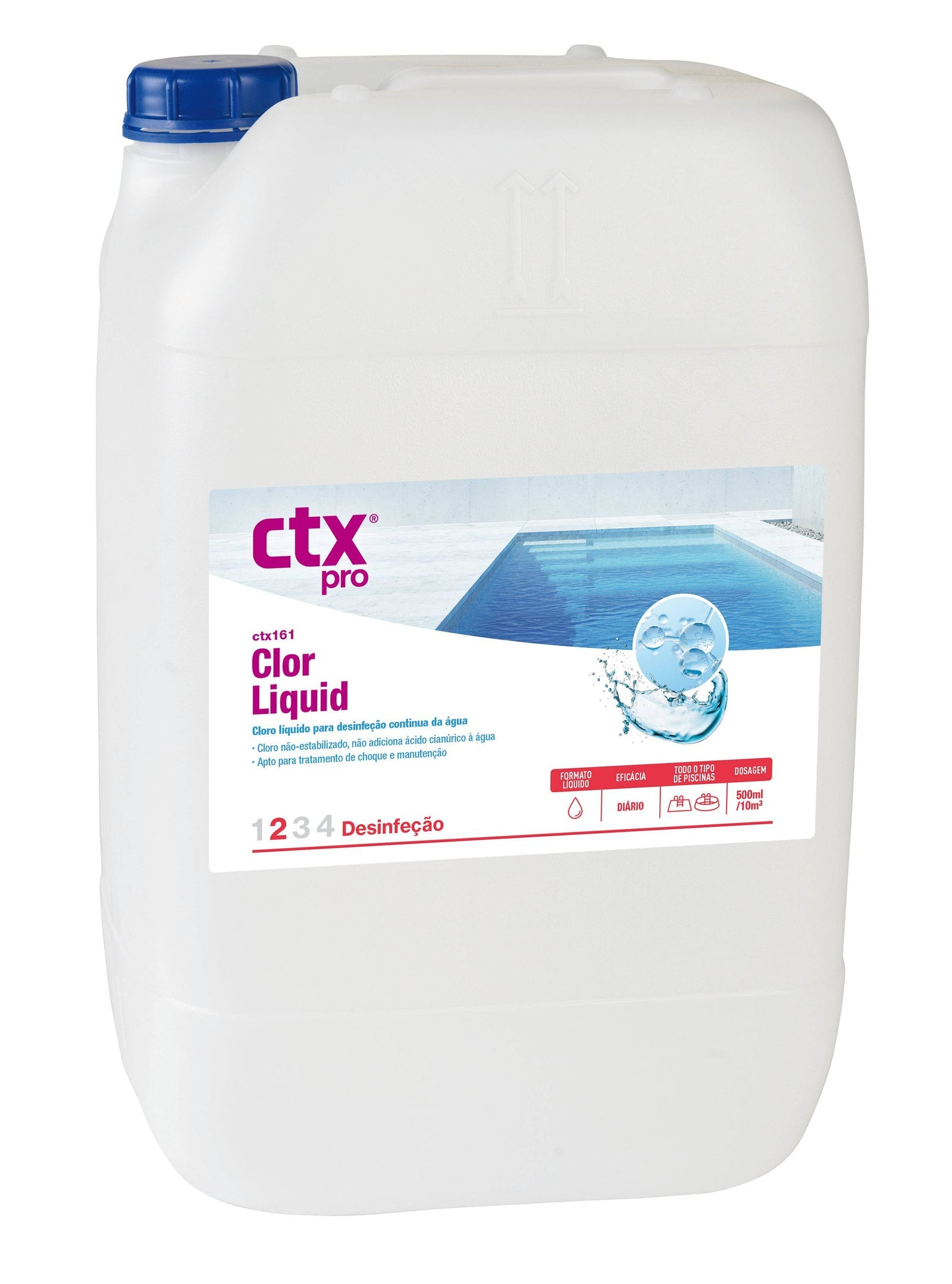 CTX-161 Cloro Líquido 30kg - Hipoclorito de Sódio para Dosagem Automática