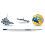 Kit Outono Sem Folhas Completo – apanha-folhas de bolsa, vara telescópica 1,8–3,6 m, pré-filtros Net'Skim e escova de parede 50 cm