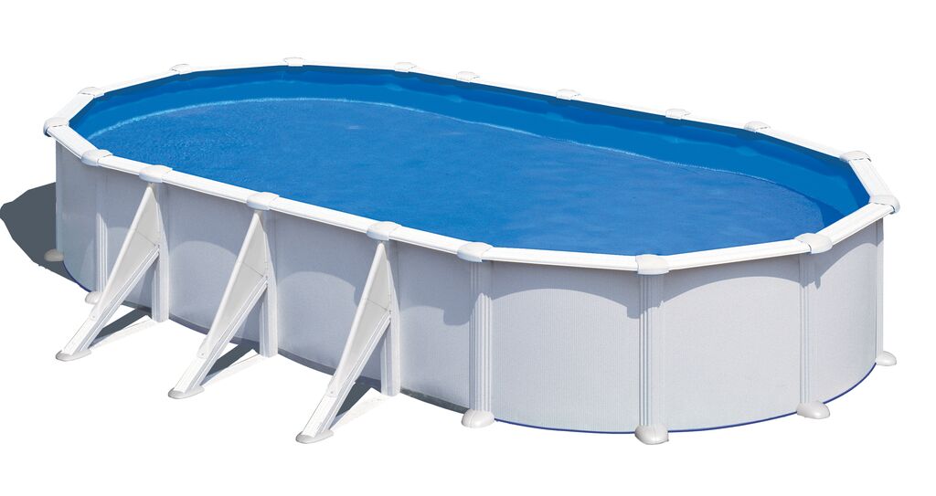 Piscina de Aço Branca ATLANTIS Oval 730x375x132cm – Kit Completo XL de Alta Resistência
