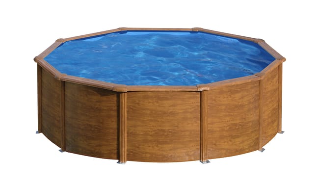Piscina Redonda PACIFIC em Aço (Aspeto Madeira) – Ø 3,50m x 1,20m – Kit Completo