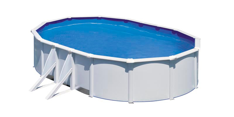 Piscina de Parede de Aço Branca FIDJI Oval 500x300x120cm – Kit Completo com Filtro de Areia
