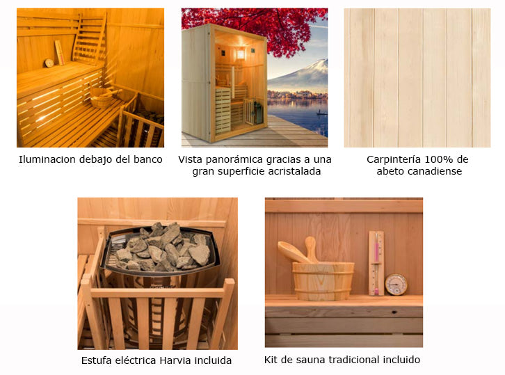Sauna interior tradicional SENSE 6 kW – 4 lugares