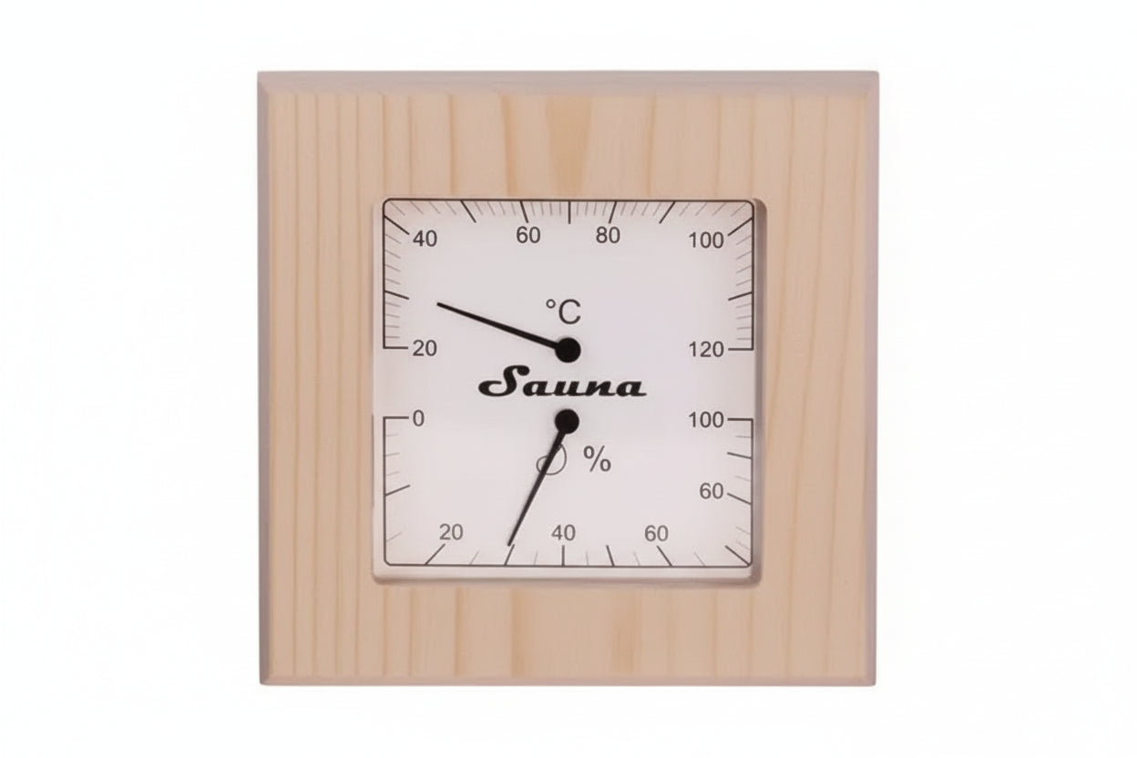 Termo-Higrómetro Quadrado para Sauna – Medição de Temperatura e Humidade (Ref. HUU-080-0094)