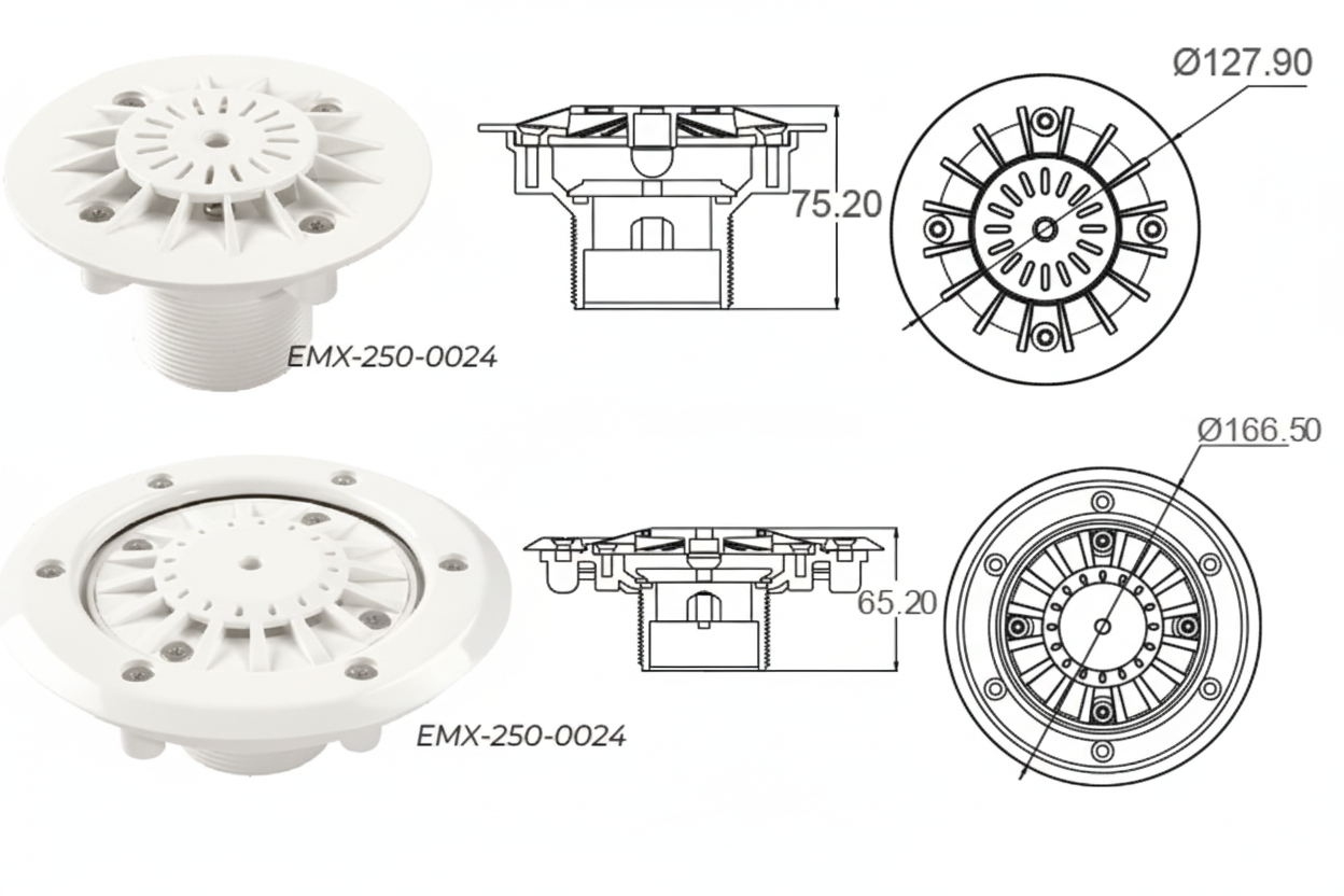 Boca de Fundo Superpool ABS – Injetor de Impulsão Regulável (Ref. EMX-250-0024/25)