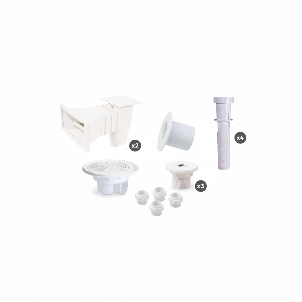 Kit de Peças a Chumbar para Piscina Liner (Branco)